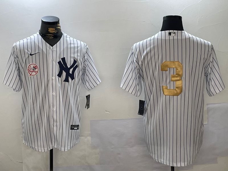 Men New York Yankees 3 Ruth White Stripe Fashion Nike 2024 MLB Jersey style 11